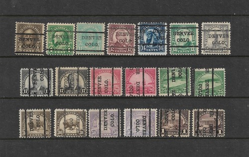CO Precancels: Denver Type L-2 E; 1920er-30er Jahre Endausgaben; 19 verschiedene