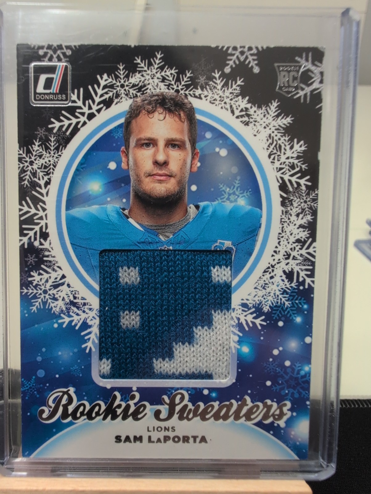 2023 Panini Donruss Sam LaPorta Rookie Holiday Sweater Relics RC #HS-SLP Lions