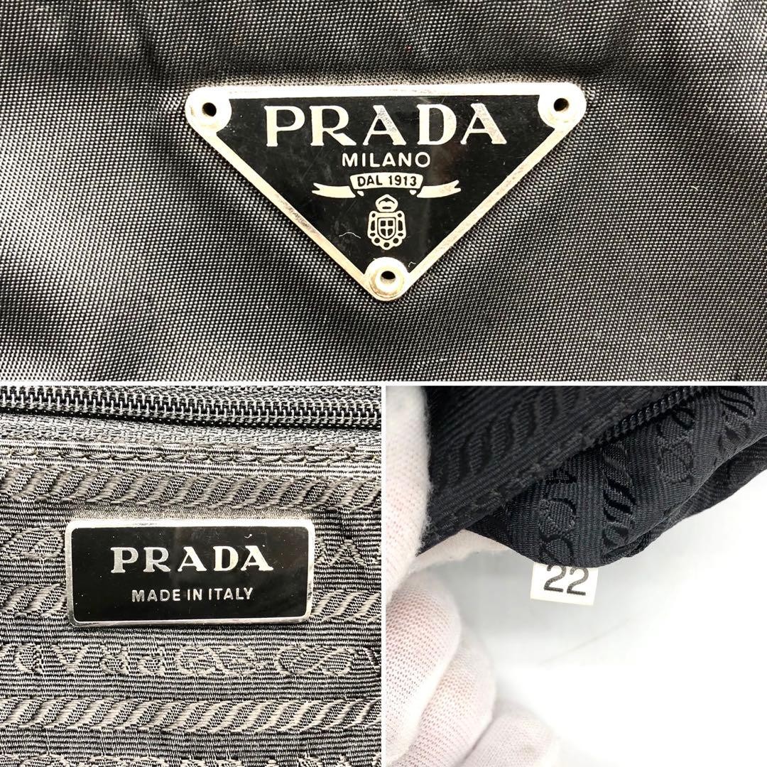 PRADA Shoulder Bag Triangle Logo Plate Nylon Leather Black Authentic thumbnail 12