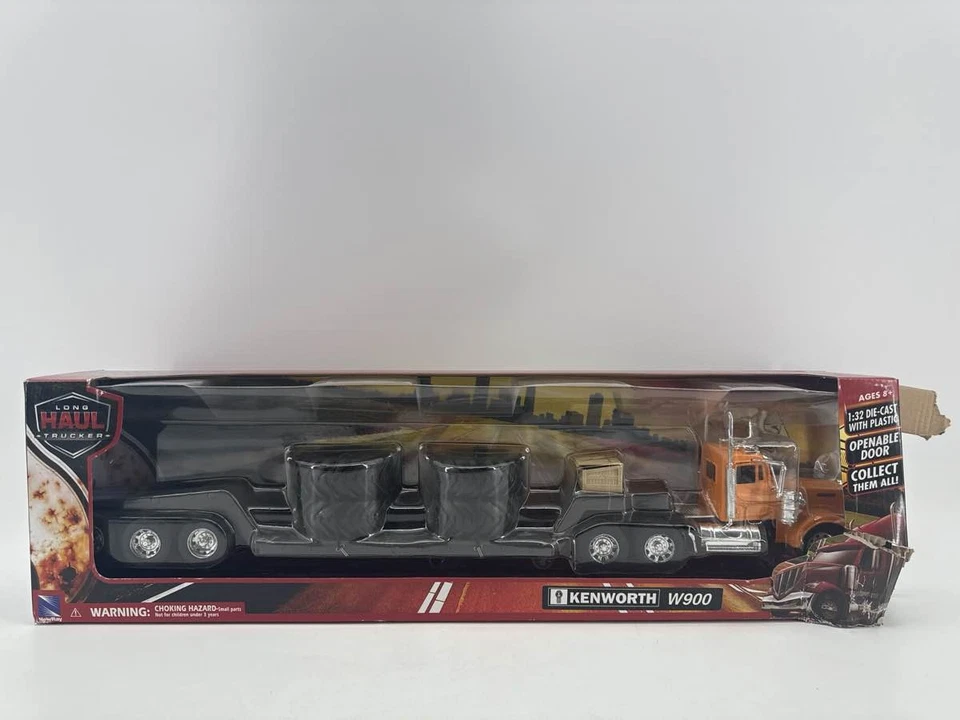 Modelo de camión NewRay Kenworth W900 1:32 naranja fundido a presión semi plataforma Foto 2 de 4