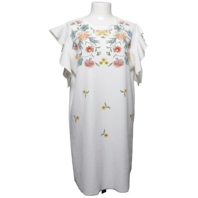 Zara Basic Collection, Kleid, Größe: L, Weiß/Mehrfarbig, Blumen, Damen #doB