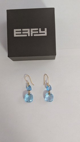 Effy Blue Topaz Drop Earrings in 14K Gold - Picture 3 of 13