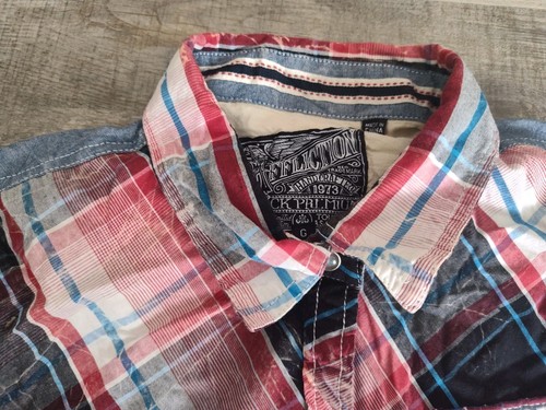 Affliction Pearl Snap Button Up Shirt Plaid Womens L Black Premium Limited Ed - Picture 7 of 20