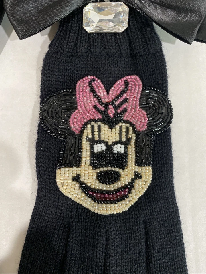 Guantes de lana vintage Wendy Gell Disney Mickey Minnie arcos con cuentas defecto menor raros Foto 3 de 4