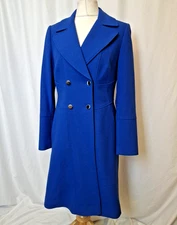 Jasper Conran Jacket Coat Long Blue Pea Trench Classic Overcoat UK14 C5076