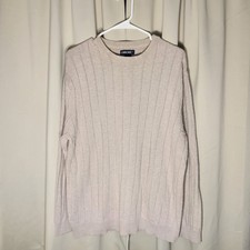 Cherokee Mens VTG Sweater 100 Cotton Large Ribbed Pullover Beige