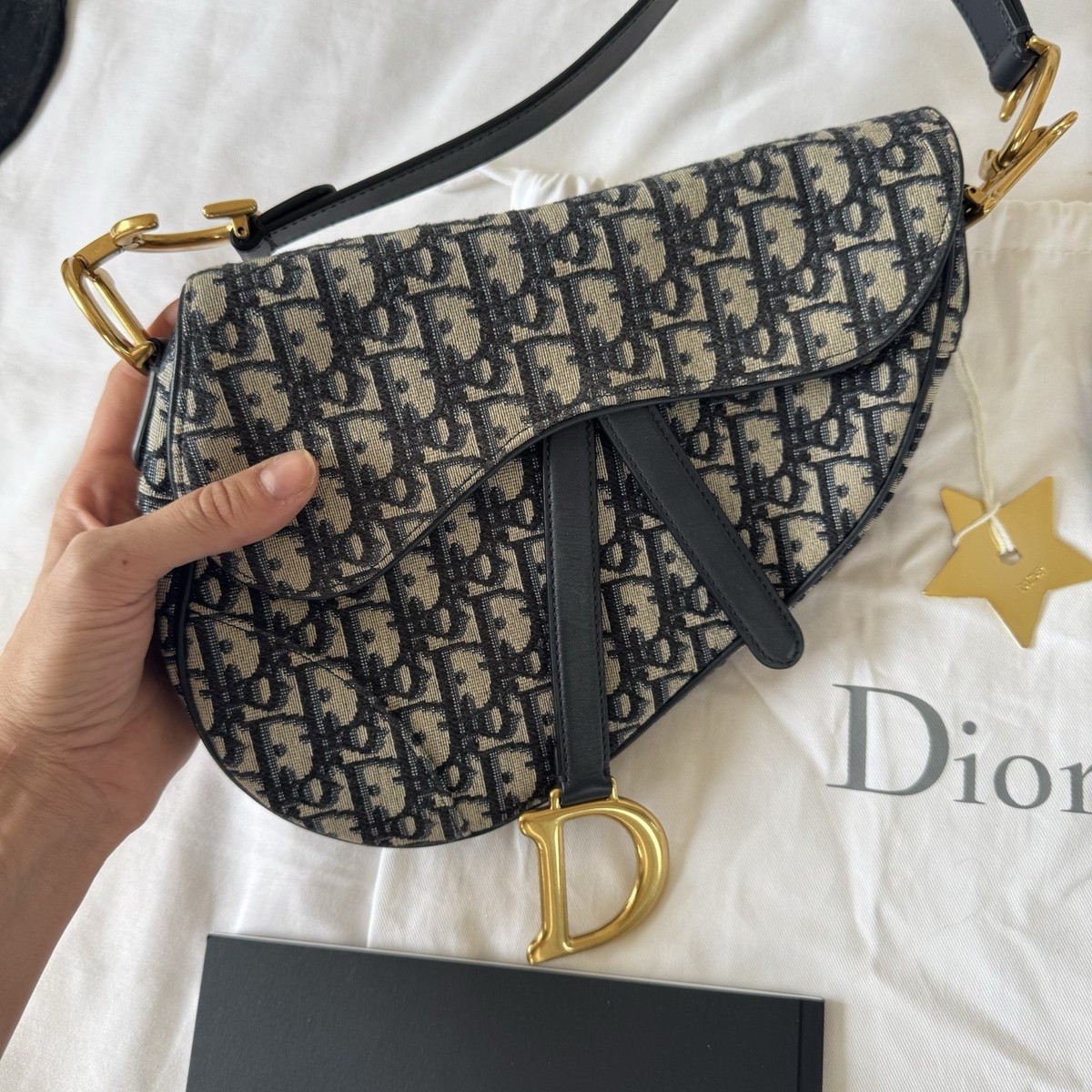 バッグ Dior shoulderbag Dior Saddle Shoulder Bag Medium Blue Canvas/Leather for sale