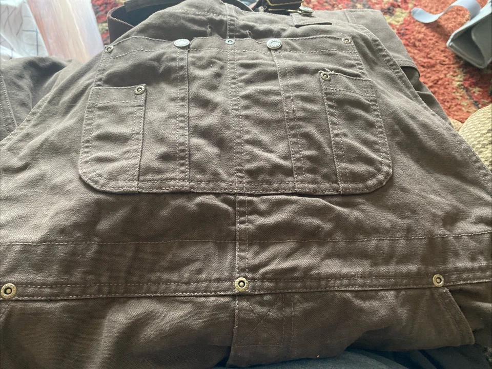 Men's Walls Blizzard Pruf Bib Overalls Size 38 X 30 Brown Canvas Lined Carpenter - Image 4 of 4