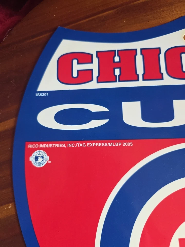 OLD SCHOOL MLB Chicago Cubs Shield  Plastic Sign - RICO 2005 - Image 2 of 4