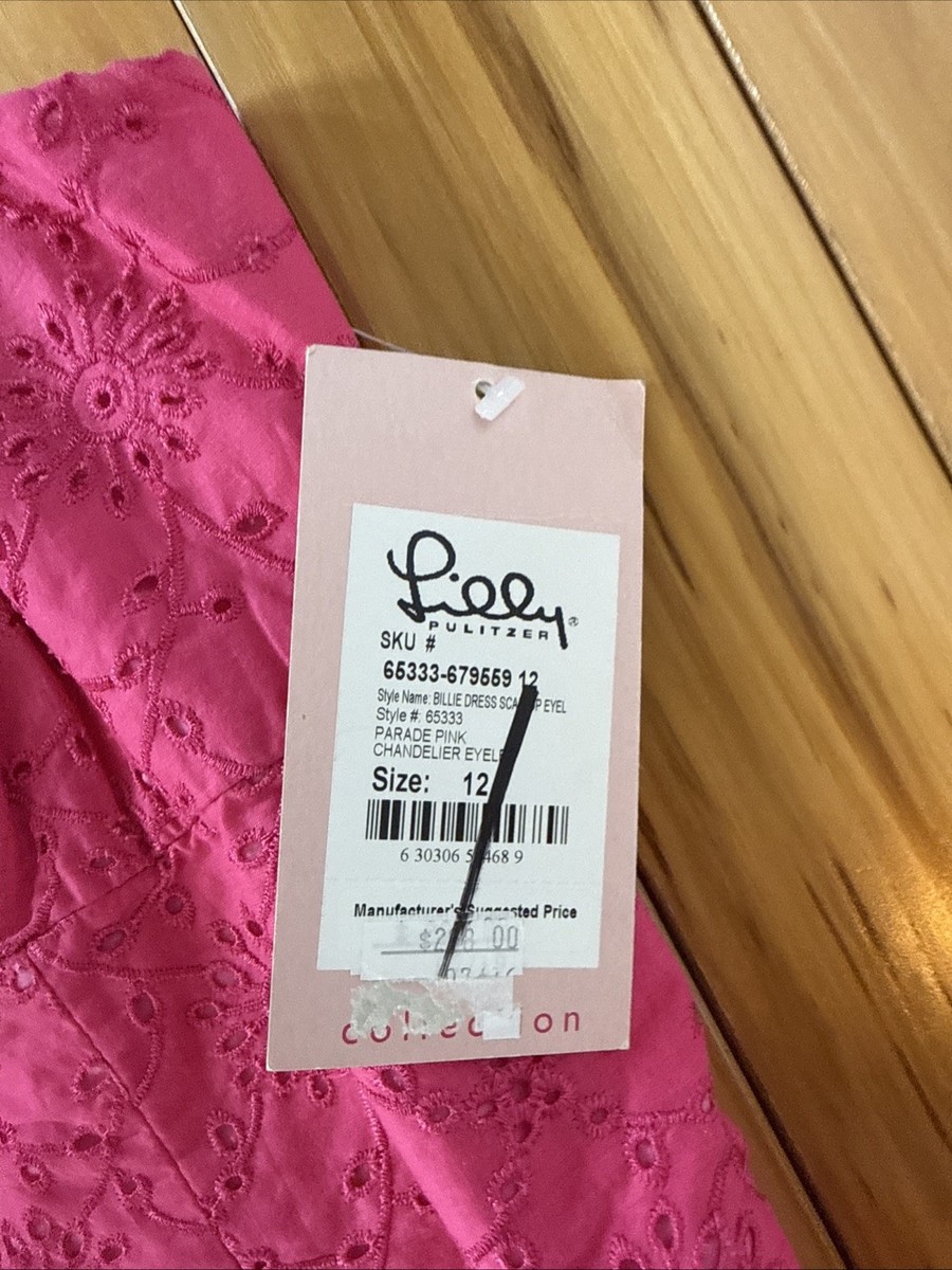 LILLY PULITZER Parade Pink Chandelier Eyelet Dress Women's Size 12