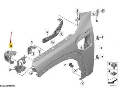 BMW XM G09 Front Left 2 Fender Holder 41355A2FCF1 NEW GENUINE