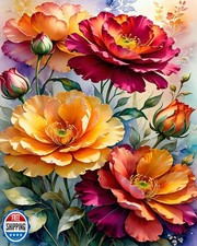 Ekuxom Flowers Paint by Numbers Kit for Adults-Acrylic Adult Pain