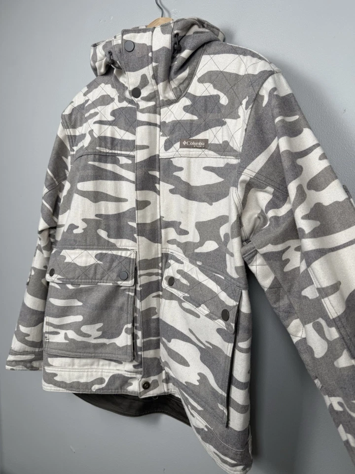 Columbia PHG Gallatin Range Outfitter Camo Hunting Jacket Wool Blend Chore Coat - Image 3 of 4