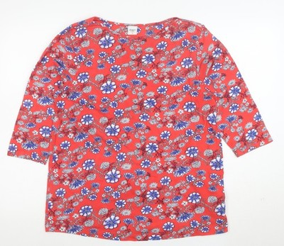 Cotton Traders Damen rot Blumenmuster 3/4 Ärmel Jersey T-Shirt Größe 16