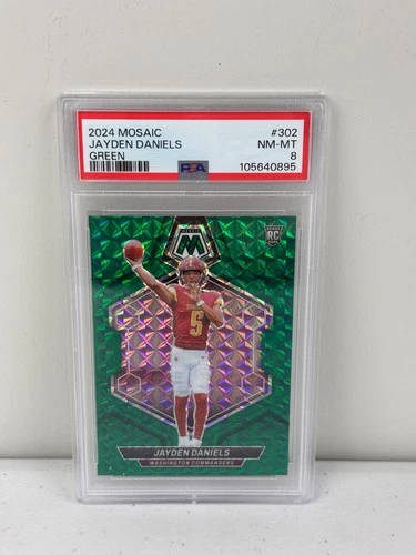 2024 PANINI MOSAIC GREEN #302 JAYDEN DANIELS ROOKIE RC PSA 8