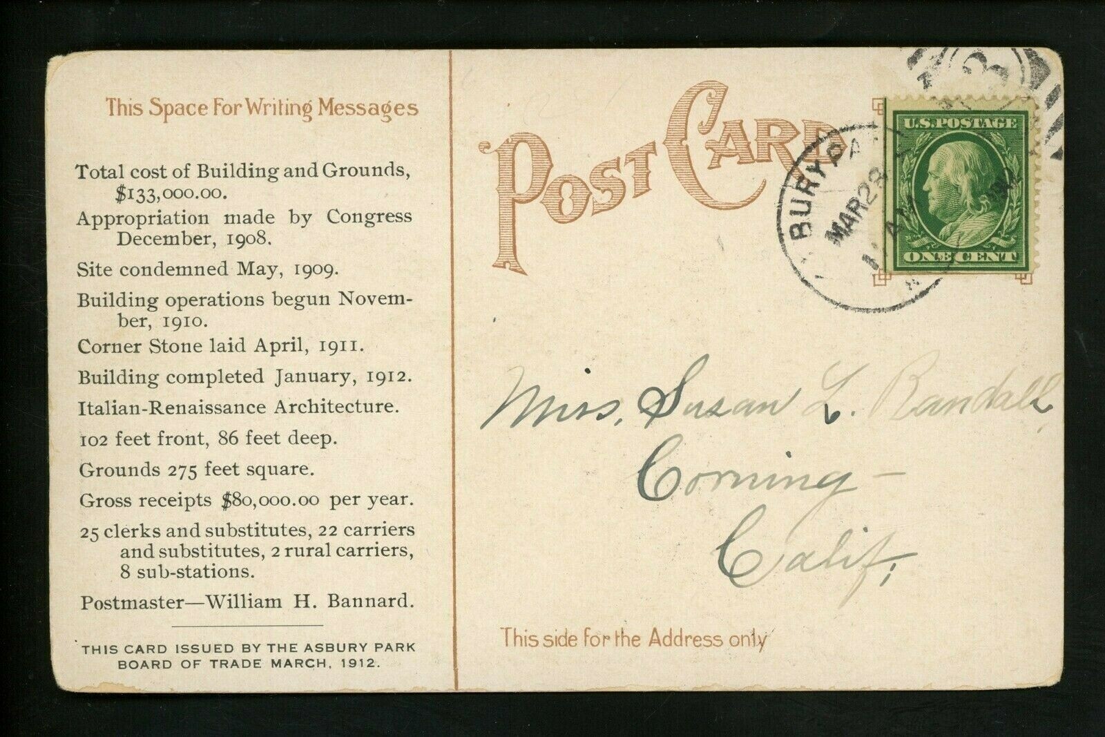 New Jersey NJ postcard Asbury Park, New Marble Post Office Building eBay