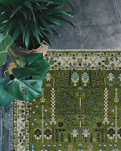 9X12 Turkish Oushak Rug Hand Knotted 100% Wool Living Area Rug Green Color Rugs - Picture 4 of 11