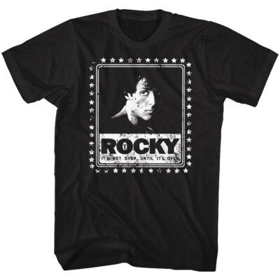Rocky Balboa T-Shirt New Licensed Ain't Over Till Over Black Cotton in SM - 5XL