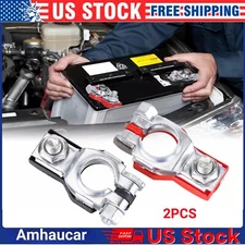 2 CAR BATTERY TERMINAL CONNECTOR TOP POST POSITIVE NEGATIVE HEAVY DUTY UNIVERSAL
