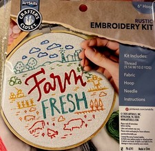 Artskills Rustic Embroidery Kit "Farm Fresh" Embroidery Kit 6 Inch Hoop