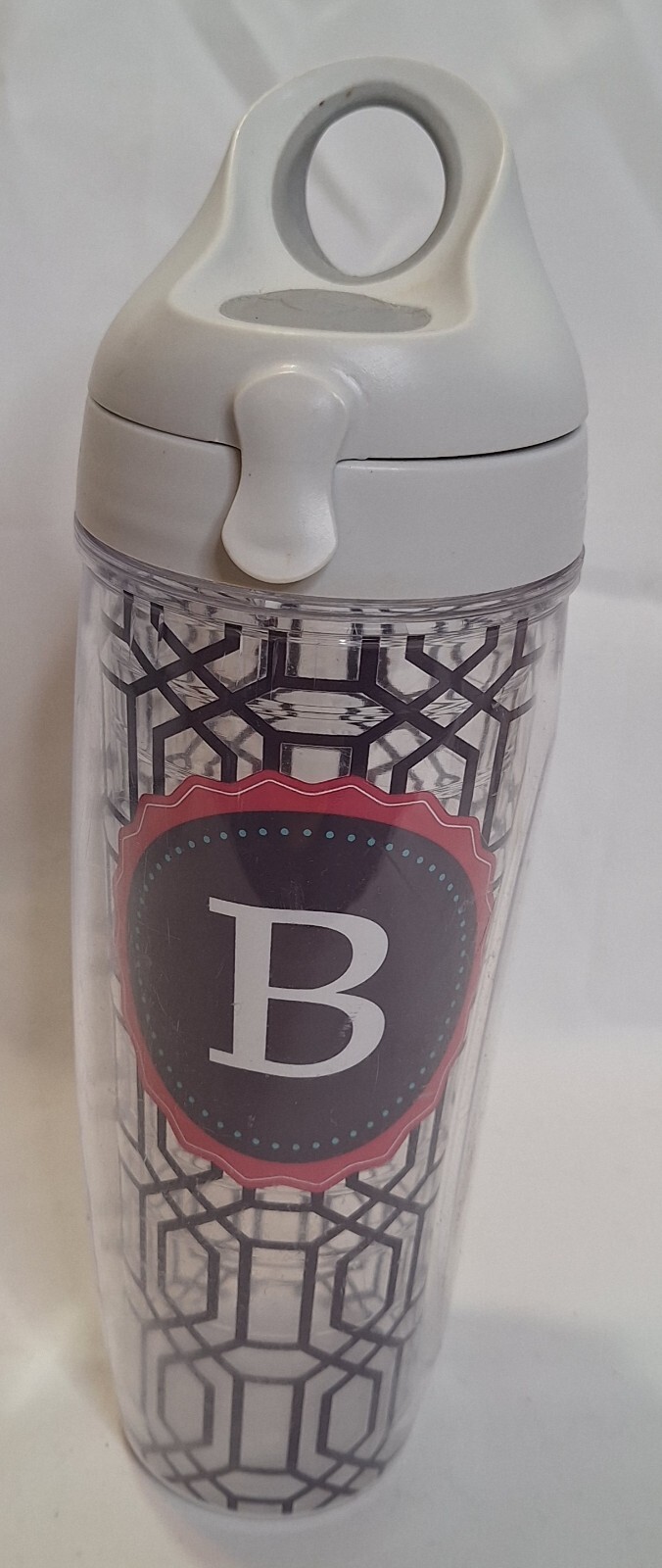 With Lid 24oz Purple Pink Monogram B