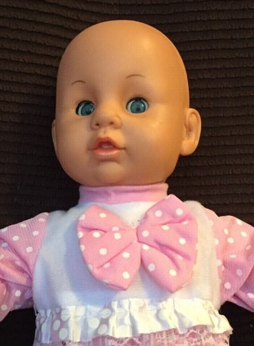 Spielpuppe, Weichkörper, ca.35 cm ,ohne Haare, blaue Augen, fast neu. - Bild 3 von 12