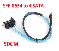 Slim Line SAS4.0 SFF-8654 38pin Host to 4-SATA 7Pin Target HDD Fanout Raid Cable