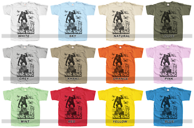 T-shirt Noir King Kong Vintage Impression 12 Couleurs Fruit Of The Loom S-5XL