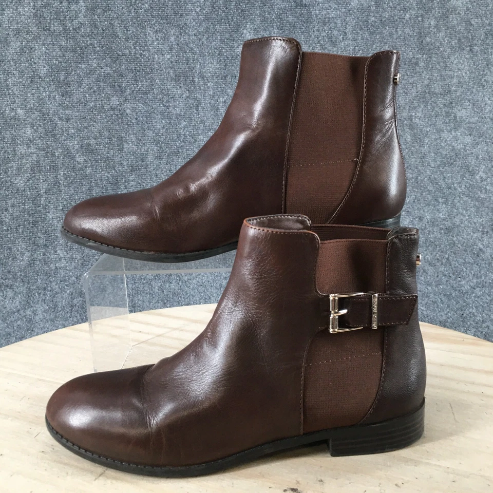 Alex Marie Boots Womens 7.5 M Ankle Booties Buckle Casual Brown Leather Pull On - Image 2 of 4