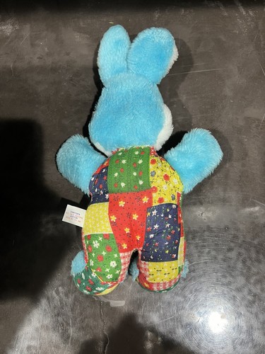 Vintage Superior Toy And Novelty Inc Blush Blue Rabbit Plaid Fabric Quilted 12” - Picture 5 of 11