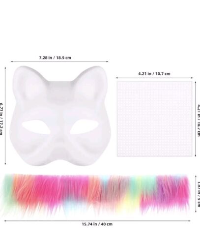 Cat Mask With Fur Theiran Masks DIY Animal Masks Halloween - Picture 2 of 2