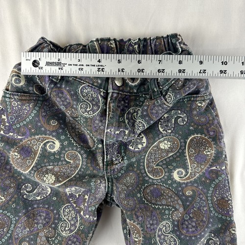 VTG Girls Baby GUESS Paisley Print Bell Bottom Pants Jeans Size 6 Made In USA - Picture 5 of 7