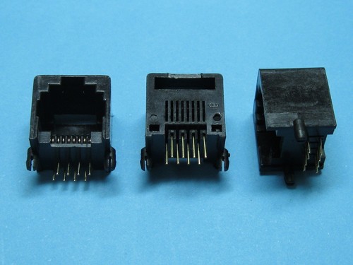 90 Pcs Black 8P8C Without Flange Side Entry Modular Network PCB Jack Connector - Picture 2 of 2