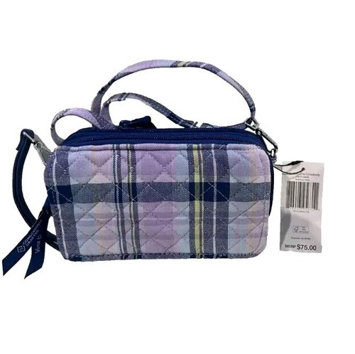 Vera Bradley RFID All In One Plaid Crossbody in Amethyst Plaid Purple