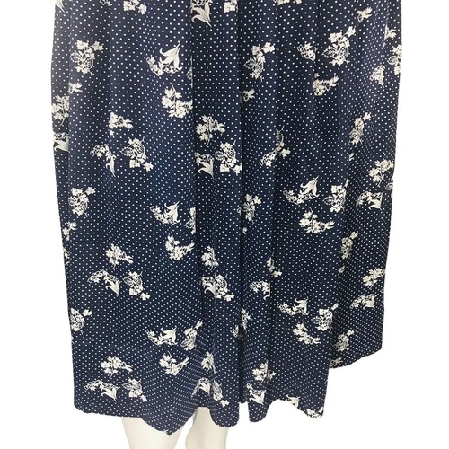 Vintage Worthington Damen Gr. 14 Rock Blumenmuster Tupfen Taschen plissiert blau - Bild 3 von 9