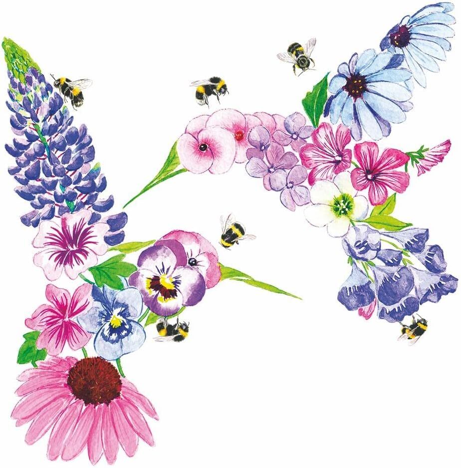 Бумажные салфетки для коктейлей Hummingbird Fleurettes с дизайном Paperproducts,5x5, 40 Карат.