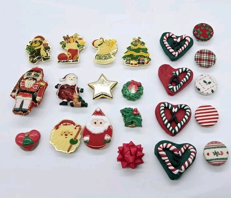 Christmas Button Covers LOT Holiday 22 pc Vintage to Now Some Signed NONY