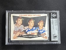 MILT PAPPAS, FISHER, WALKER 1960 TOPPS YOUNG STARS SIGNED CARD BAS AUTHENTIC