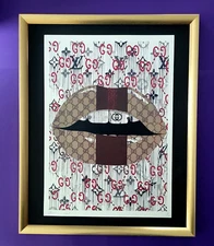 DEATH NYC Hand Signed LARGE Print COA Framed 16x20in Gucci Lips Art Graffiti %