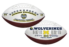 MICHIGAN WOLVERINES 2023 NATIONAL CHAMPIONS 12-TIME CHAMPIONS SOUVENIR FOOTBALLS