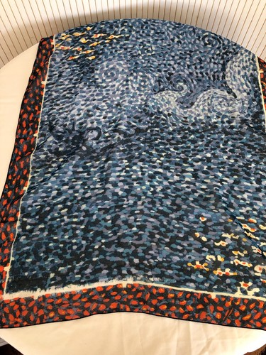 Grand Foulard écharpe en Soie Art Peinture Pointillisme Neuf Cadeau Femme (FO160 - Imagen 5 de 10