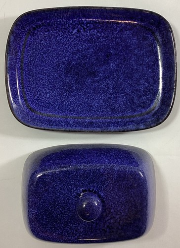 Blue Pottery Ceramic Cobalt Blue Rectangle Butter Cheese Dish with Lid - Picture 9 of 14