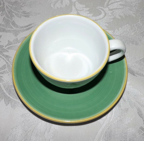 Herend Village Pottery Green Leaves HPV15 Pattern Tea Coffee Cup w/ Saucer - Foto 10 di 12
