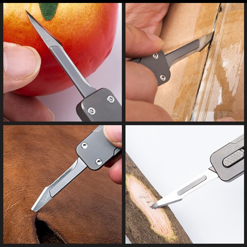 Scalpel Blade Titanium Utility Knife Mini Cutter EDC Survival Keychain Pendant - Picture 19 of 20
