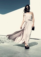 NEW BCBG MAXAZRIA ONE-SHOULDER RUFFLED FRONT SLIT GOWN/ MAXI DRESS SIZE M