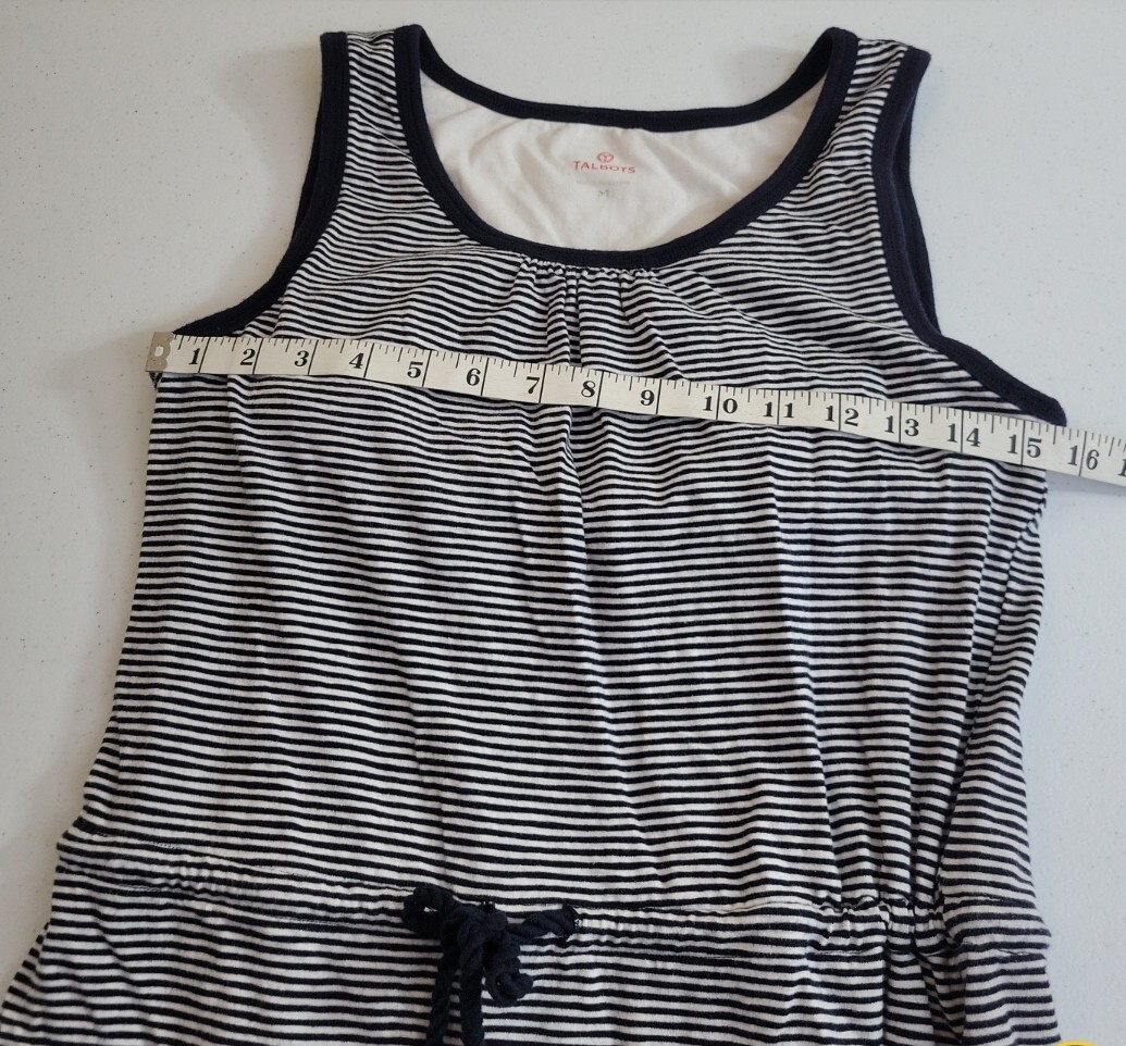 Talbots Navy Blue Striped Drawstring Sleeveless T… - image 4