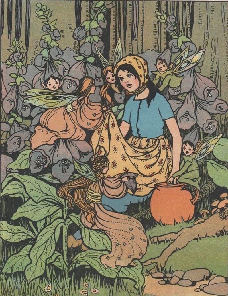 ELFOS DE HADAS - LUCILLA Y LAS HADAS DEDALERA - IMPRESIÓN INFANTIL ANTIGUA ORIGINAL 1912