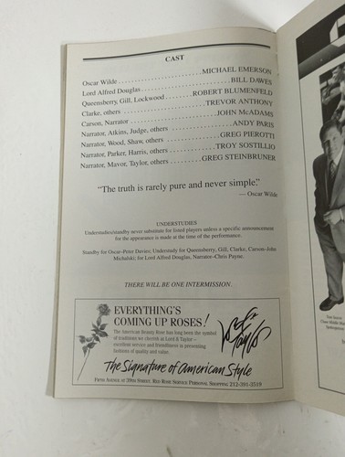 Playbill GROSS INDECENCY The Three Trials of Oscar Wilde Theatre Programme 1997 - Picture 5 of 8