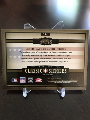 2005 Donruss Classics CS Hank Aaron Game Used Bat! /25! Very Rare Braves Hr King - Picture 2 of 2