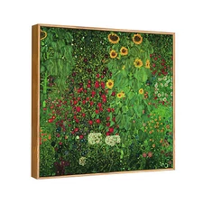 Framed Canvas Giclee Print Art Garden with Flowers by Gustav Klimt 28"x28"
